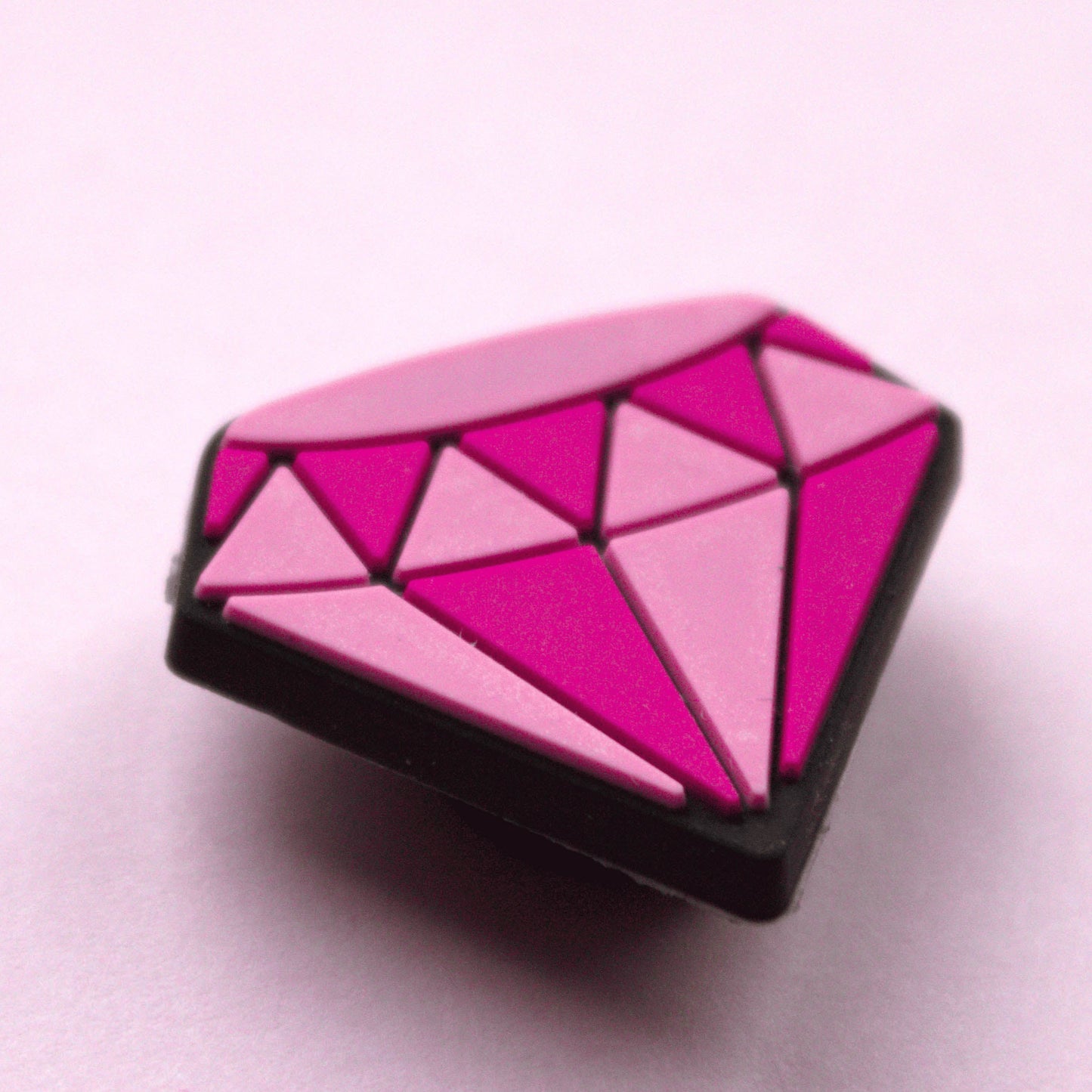 Pink Diamond PVC croc like shoe charm. Close up image.