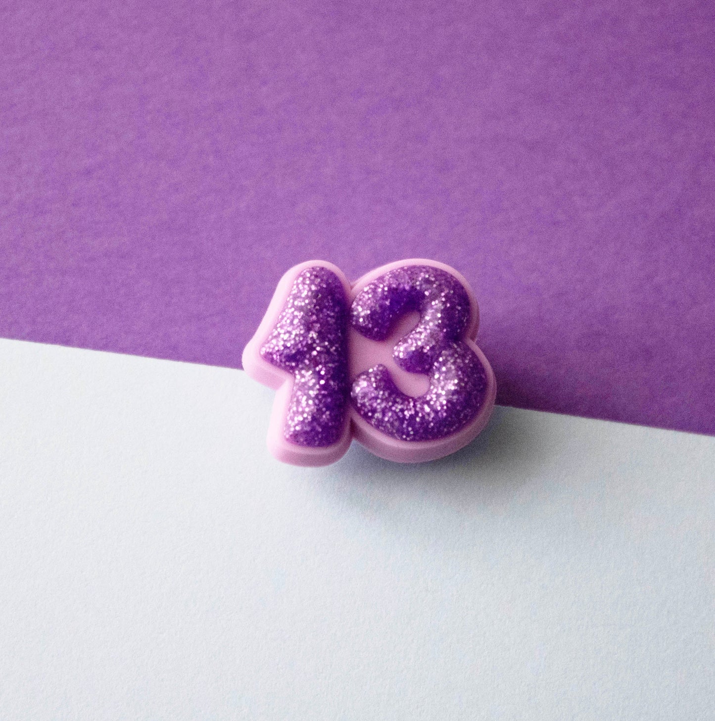 Purple glitter number 13 croc like shoe charm. Premium quality.