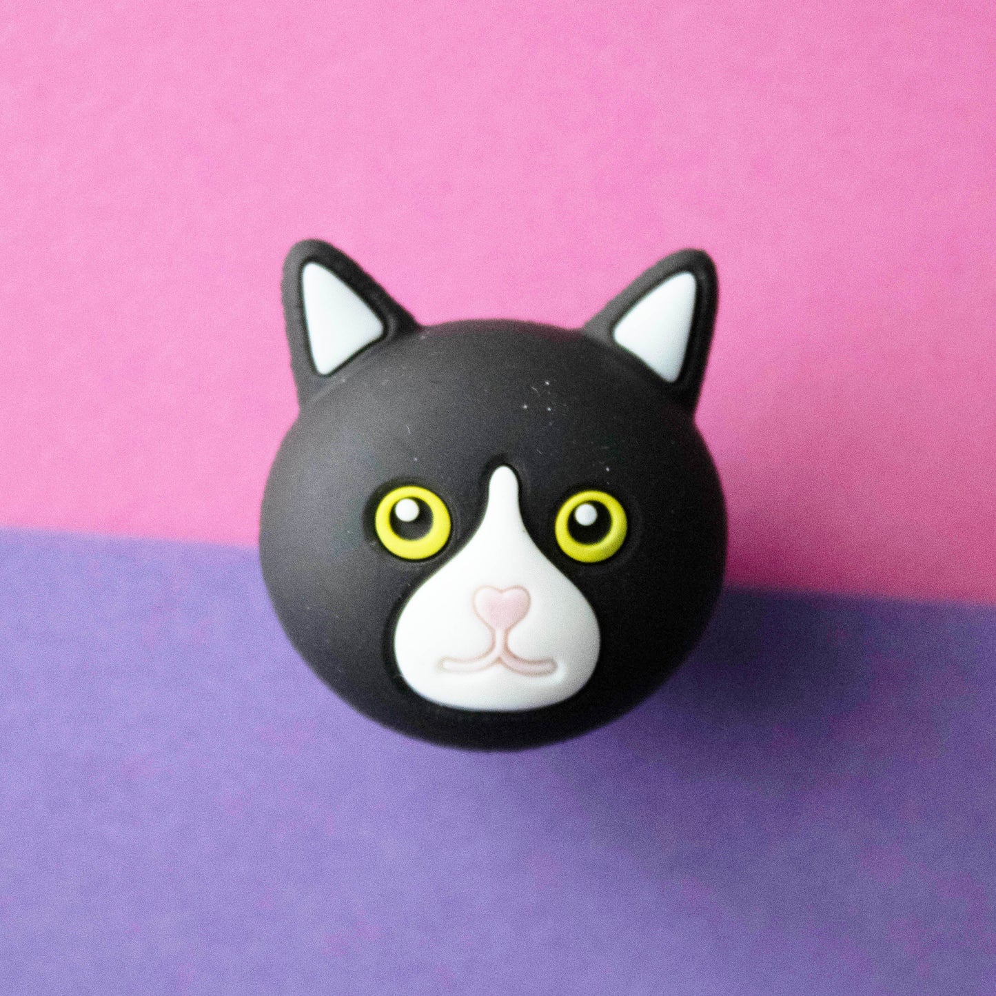 Black cat face 3D croc like shoe charm. Premium quality.