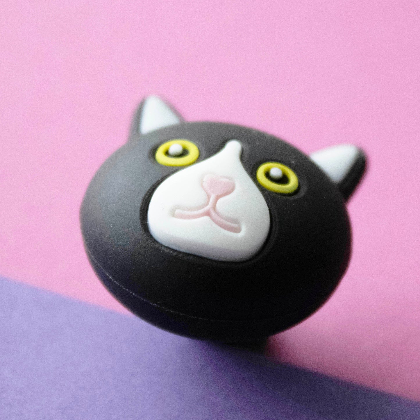 Black cat face 3D croc like shoe charm. Premium quality. Another angle.
