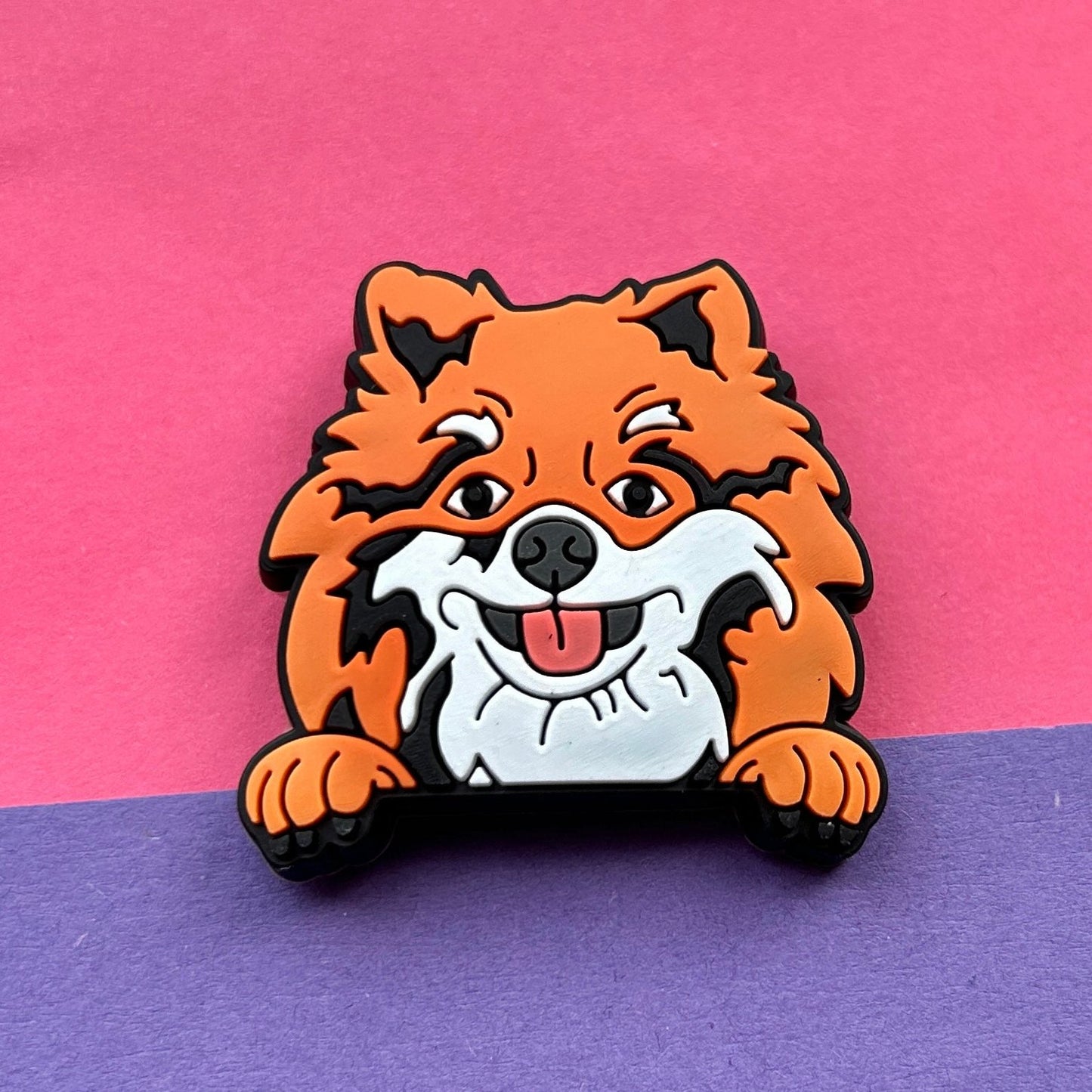 Ginger Pomeranian Dog croc charm.