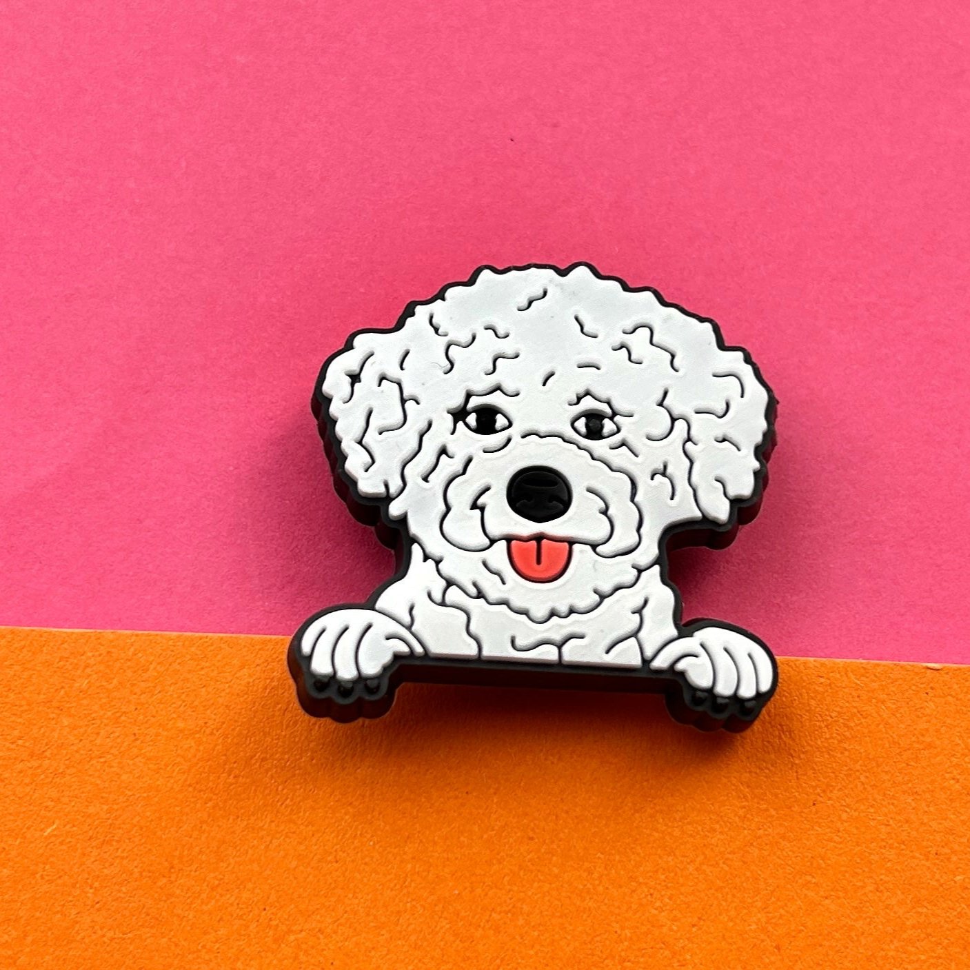 Bichon Frisé dog croc charm.