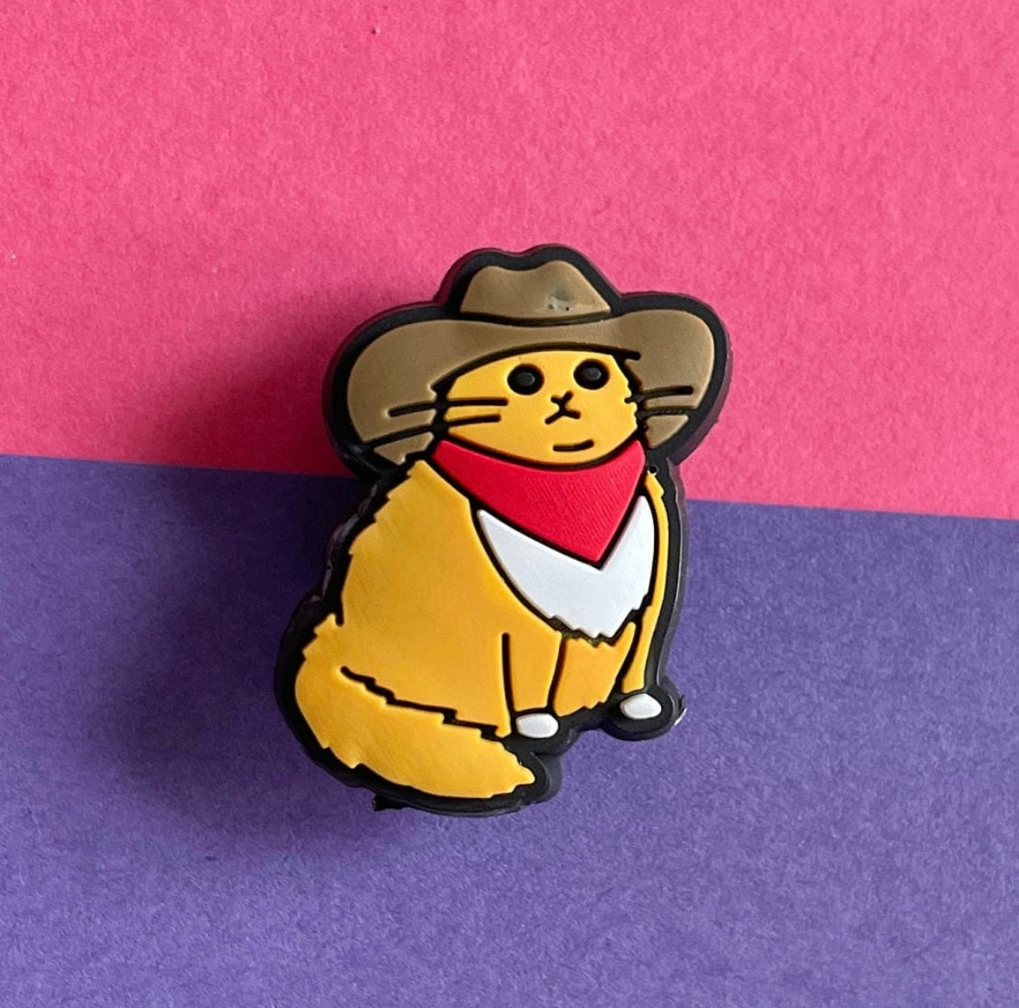 Cowboy cat croc like shoe charm. Shoe decoration.