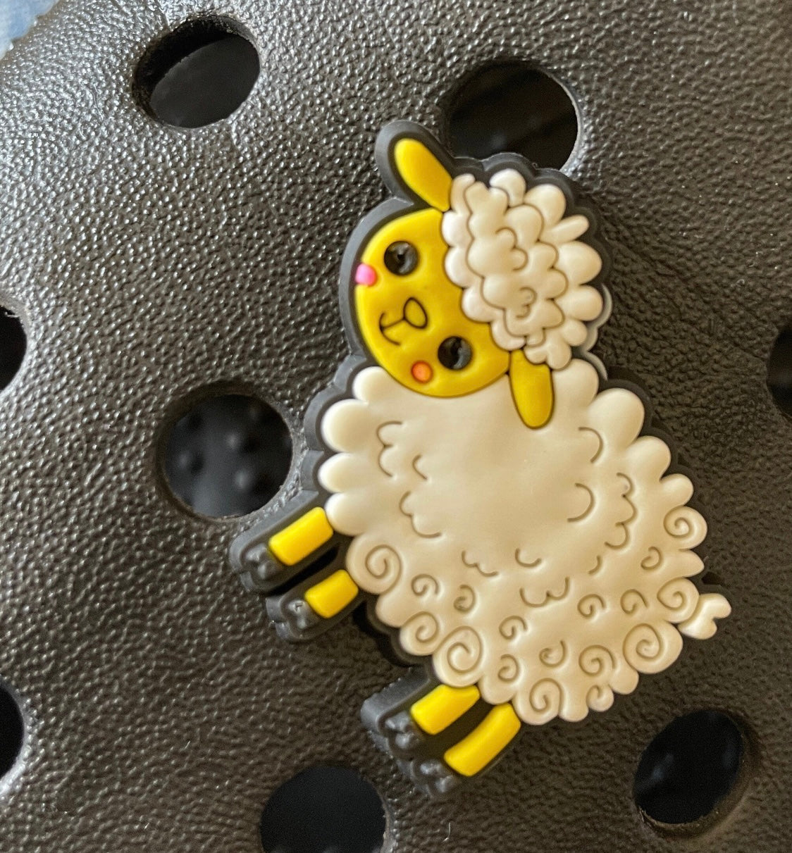 Sheep Shoe Charm on a croc shoe.