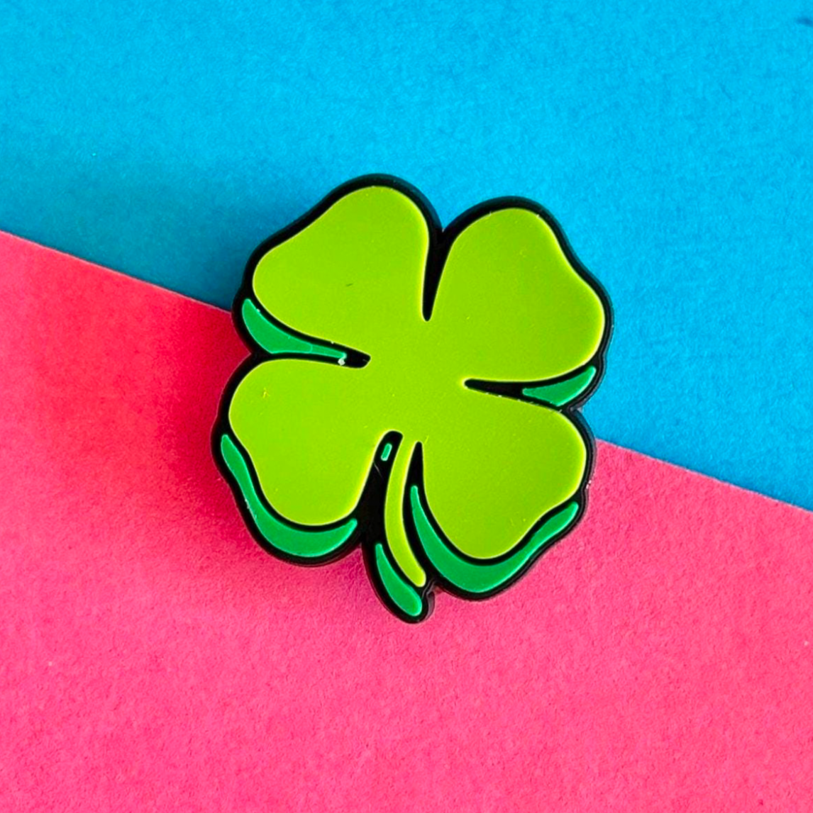 Green lucky four leaf clover croc like shoe charm.