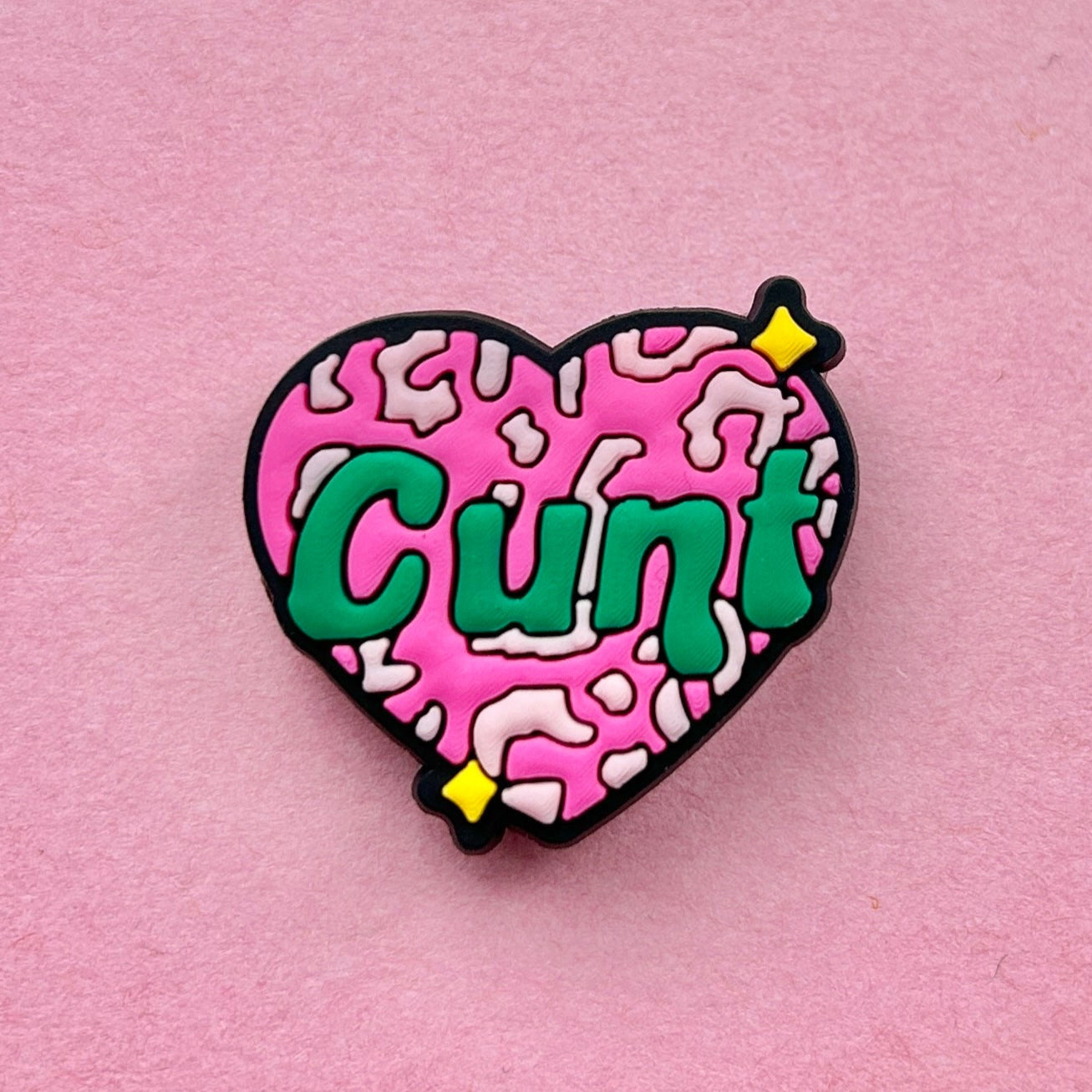 Offensive Pink Cu*t Heart croc like shoe charm.