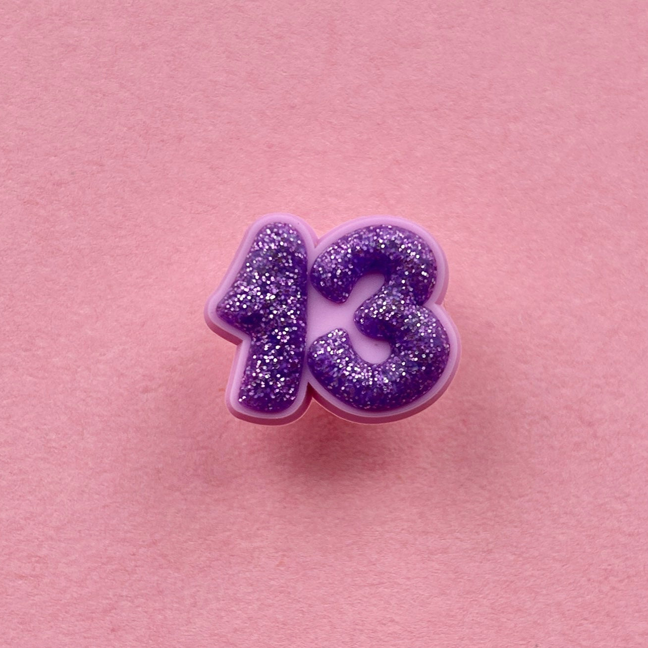 Purple glitter number 13 croc like shoe charm. Premium quality.