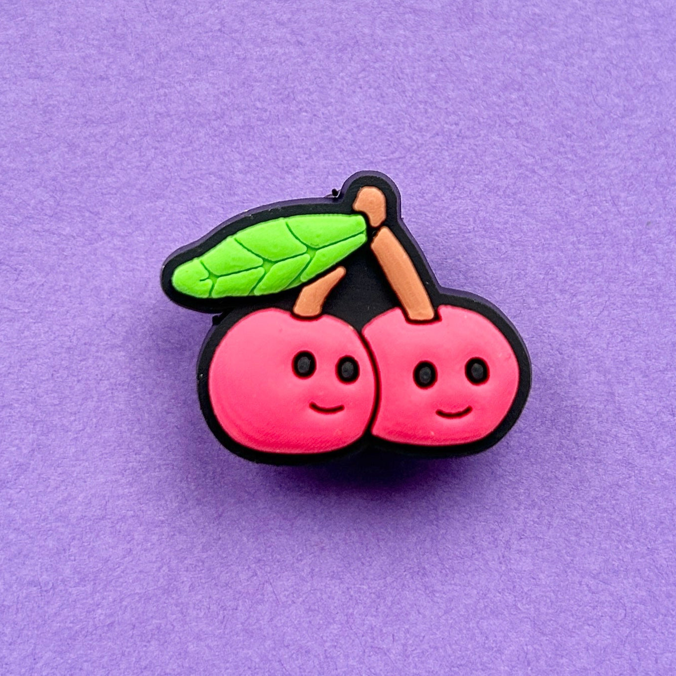 Smiley Cherries croc like shoe charm.
