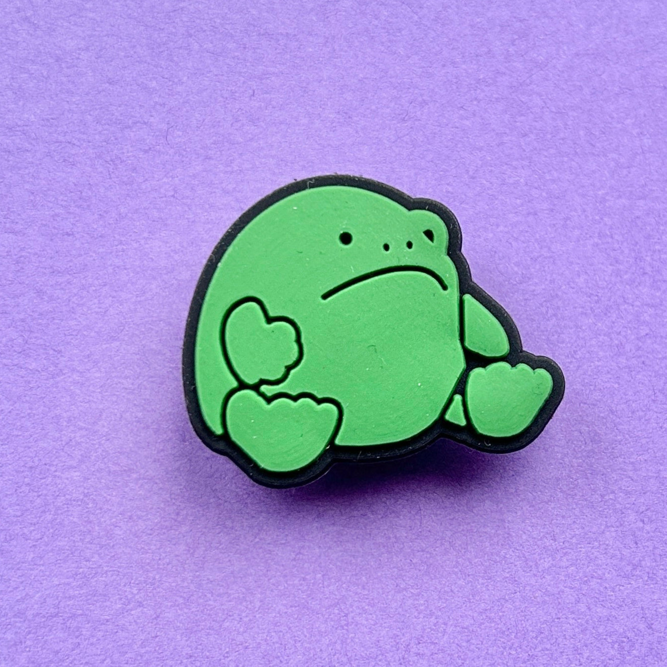 Green Grumpy Frog croc like shoe charm.