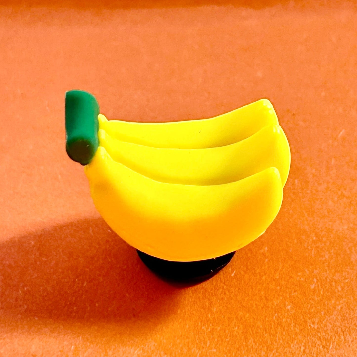 3D bunch of bananas croc shoe charm. Yellow and green stalk.