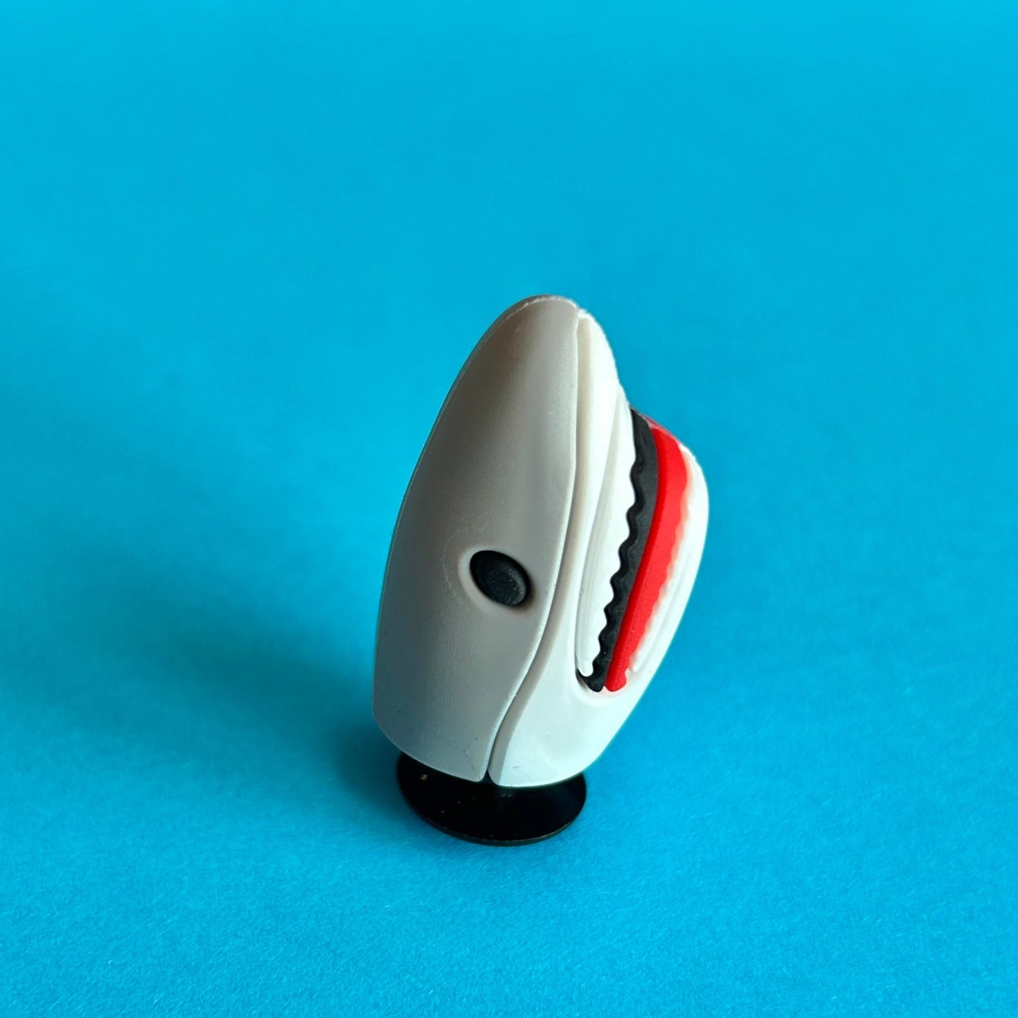 Great white shark 3D rubber croc charm.