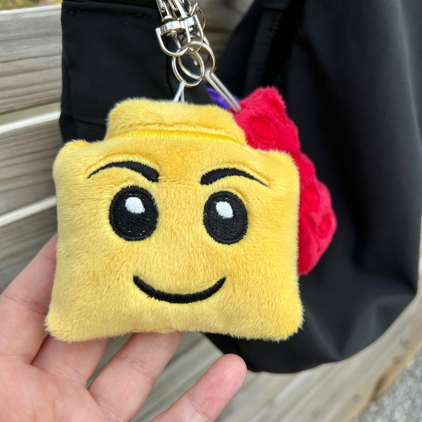Soft plush brick keychain handmade accessory