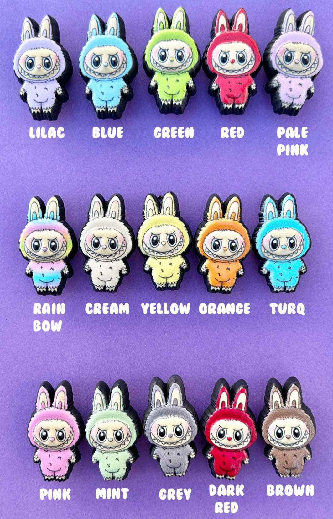Cute Labubu Monsters croc like shoe charm. 15 different colours.