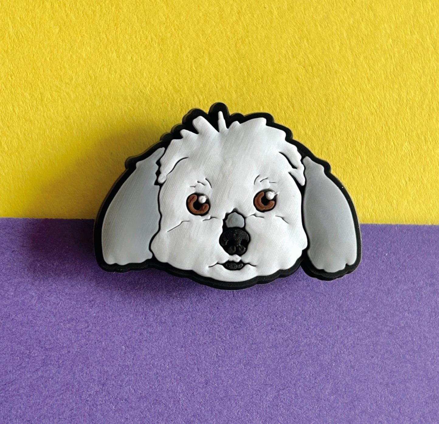 Cute White Shih Tzu Dog croc like shoe charm.