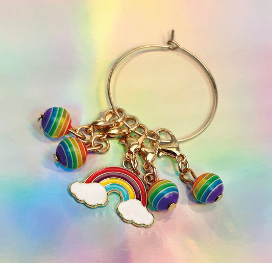 Rainbow stitch markers for knitting or crochet. 