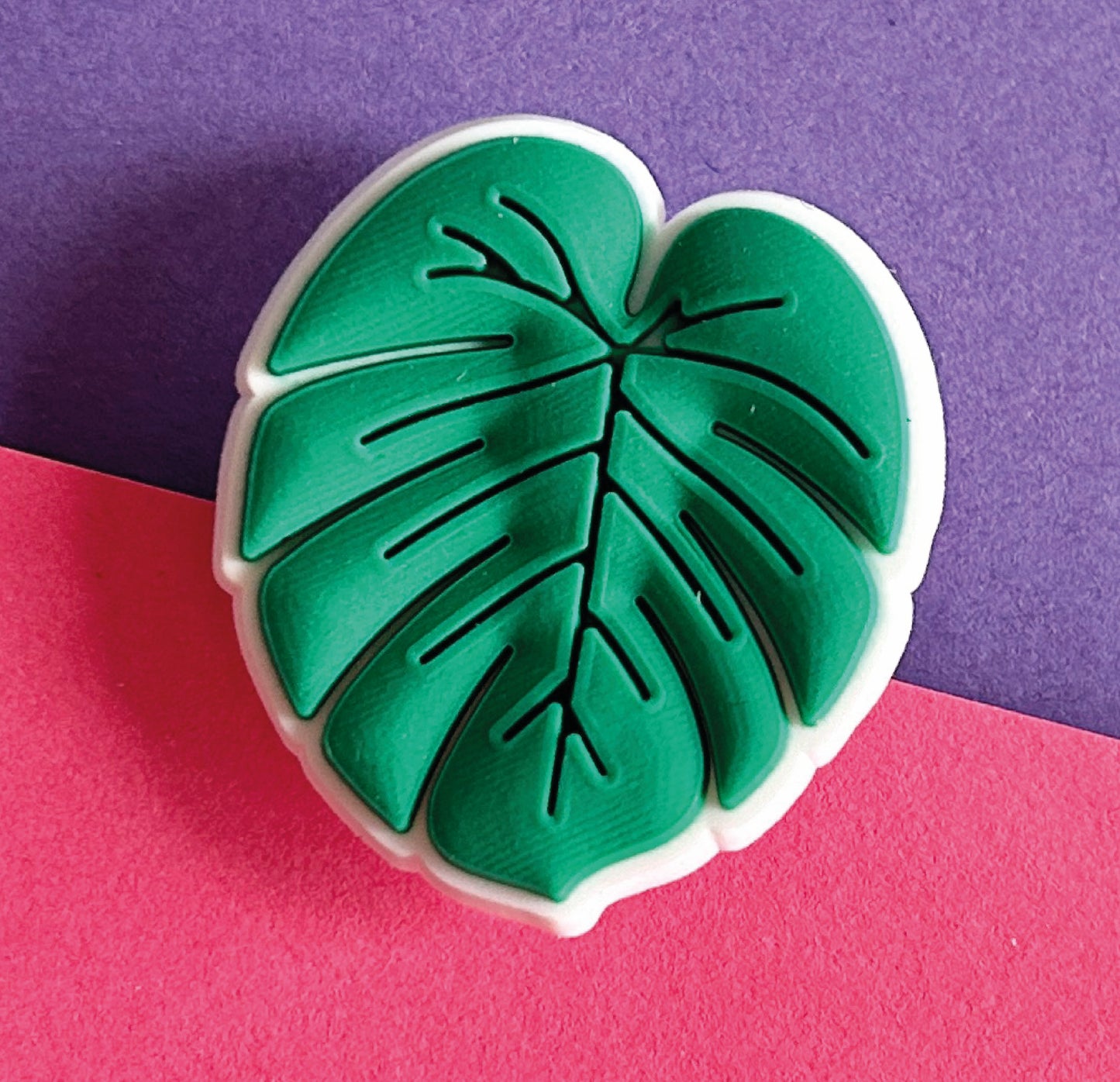 Green monstera leaf croc like shoe charm, shoe decoration. 