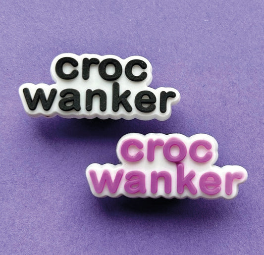 croc wanker black and white and purple and white croc charm jibbitz. 
