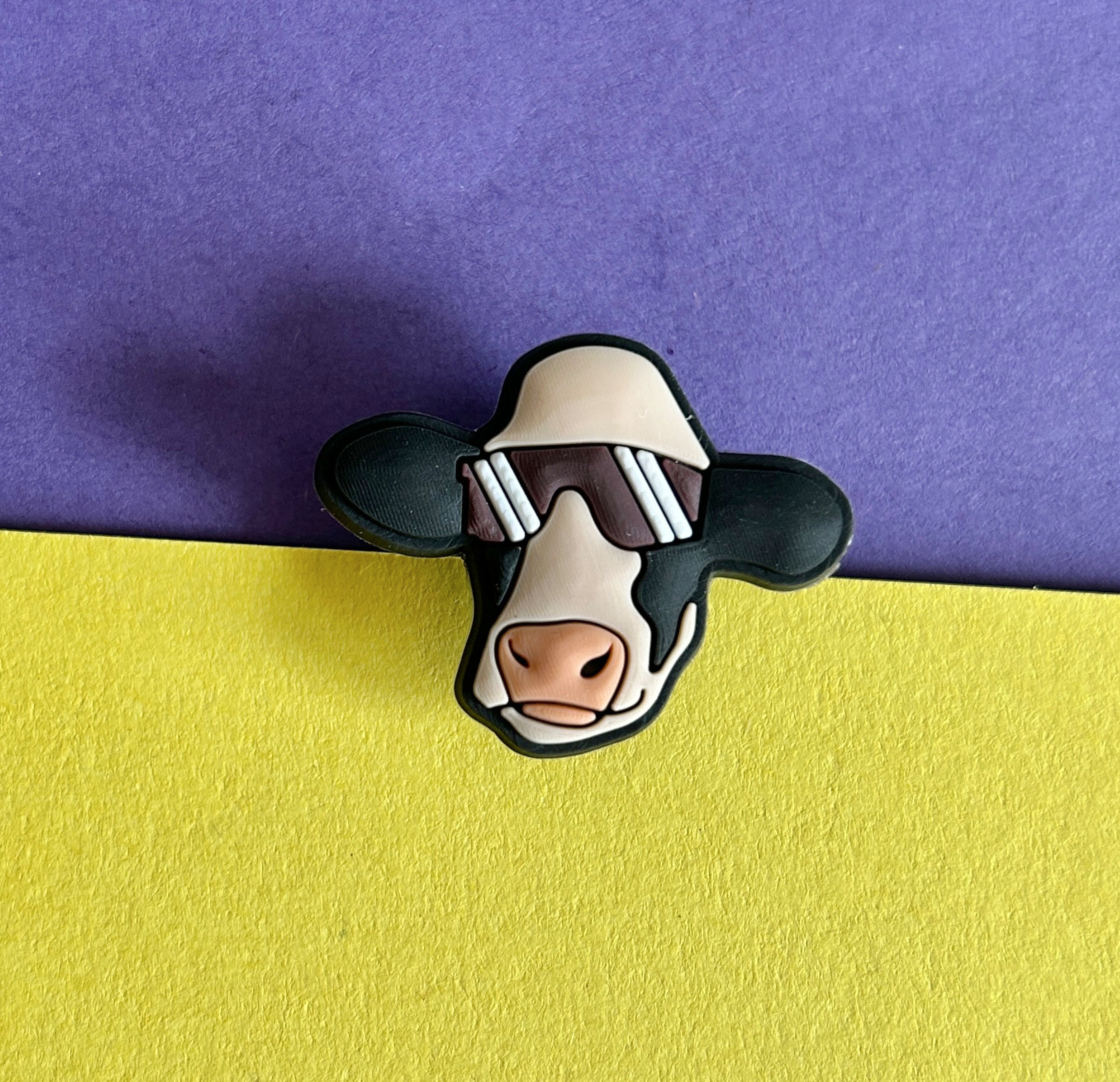 Cool Cow in sunglasses croc shoe charm. 