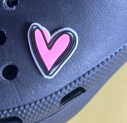 Pink Doodle Heart croc like shoe charm. 