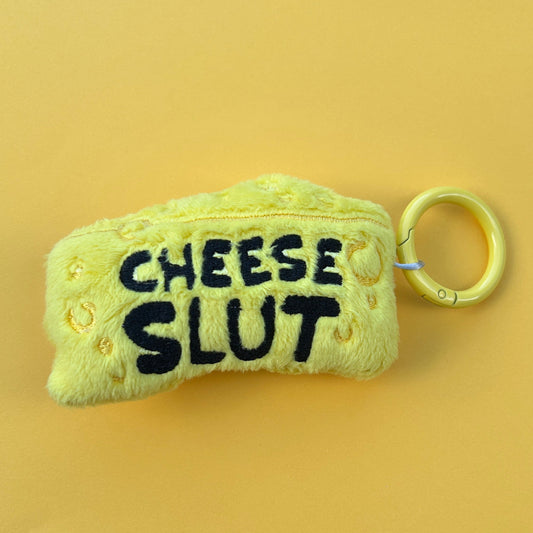 Quirky Cheese Slut plush keychain foodie gift idea.