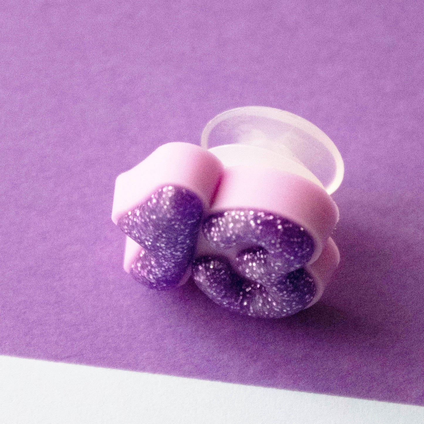 Purple glitter number 13 croc like shoe charm. Premium quality. Side view to show thickness. 