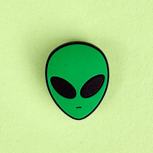 Green Alien head shoe charm. 