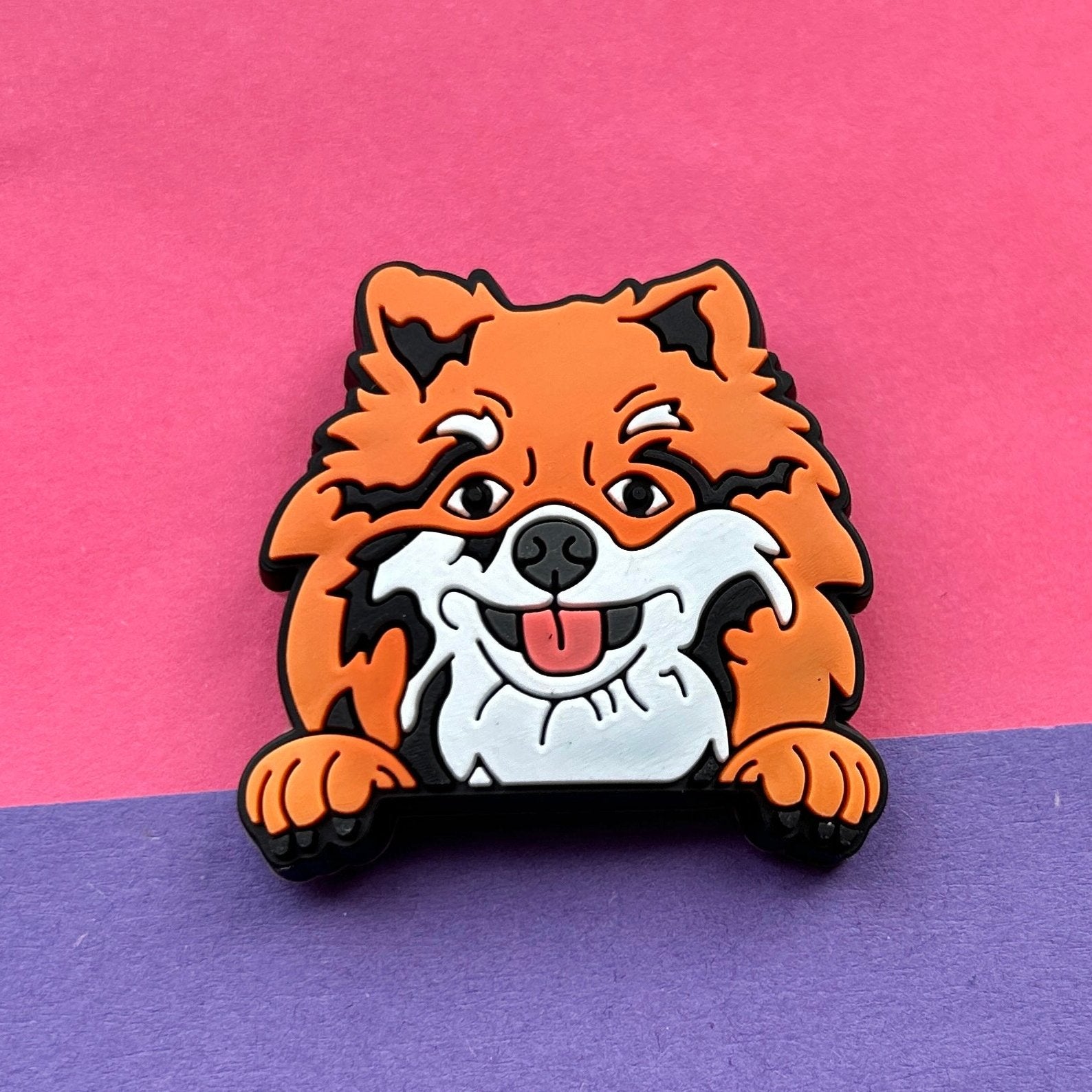 Ginger Pomeranian Dog croc charm. 