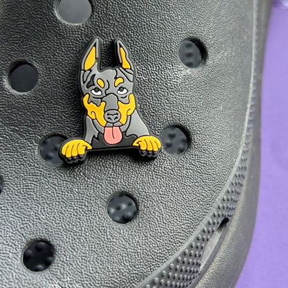 Black and Tan Doberman Dog Croc Charm.