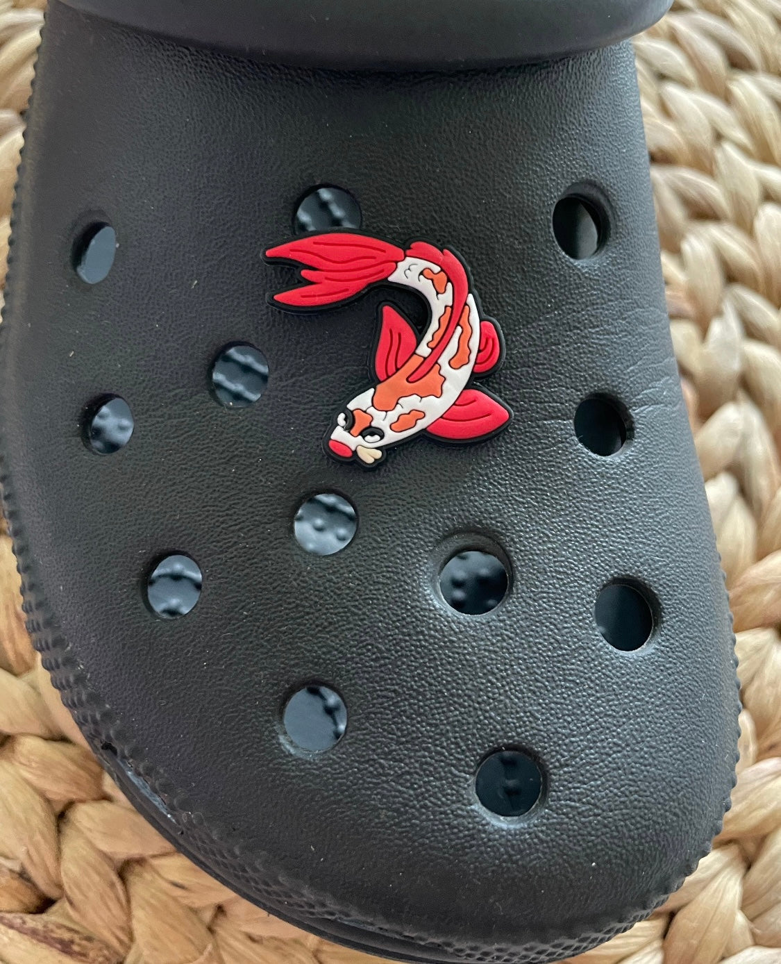 Koi Carp Shoe Charm on a croc shoe.