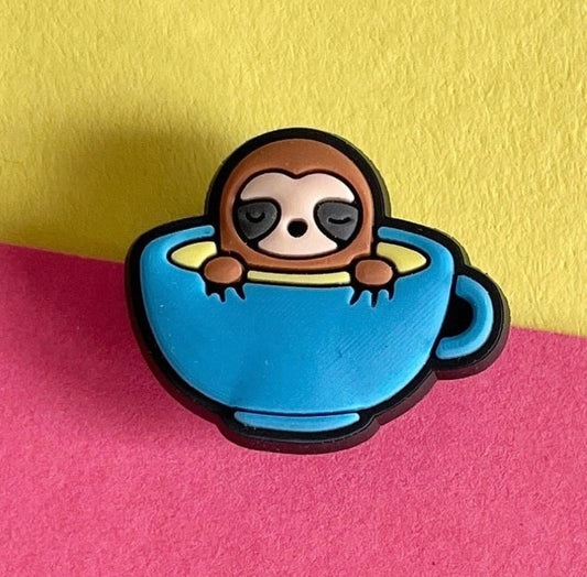 Sloth in a Tea Cup Shoe Charm.