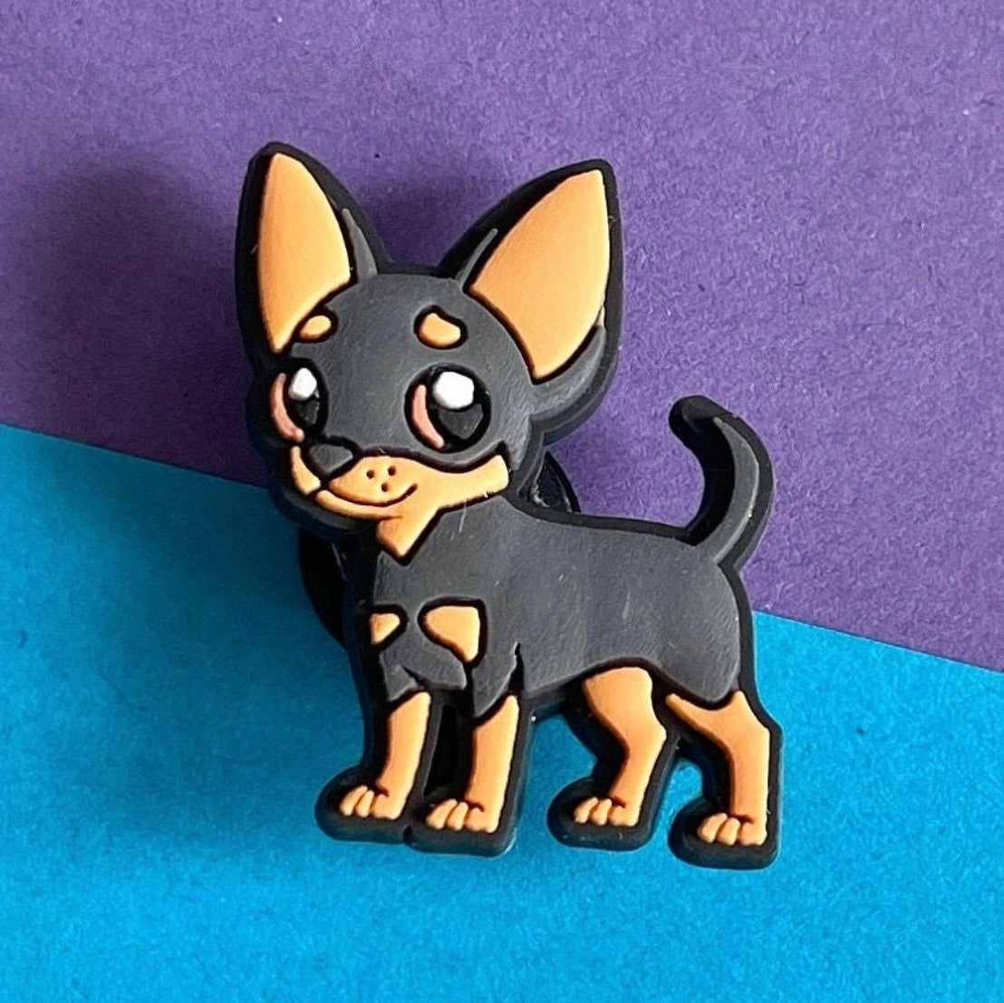 Black and tan chihuahua dog shoe charm. 