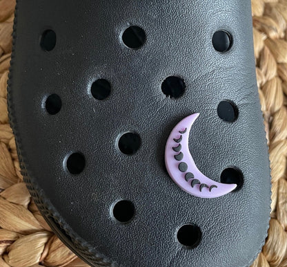 Moon Phases Shoe Charm on a croc shoe.