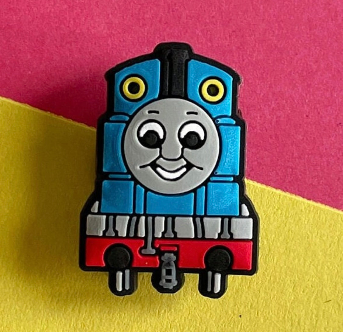 Character Train Croc Like Shoe Charm. Blue.