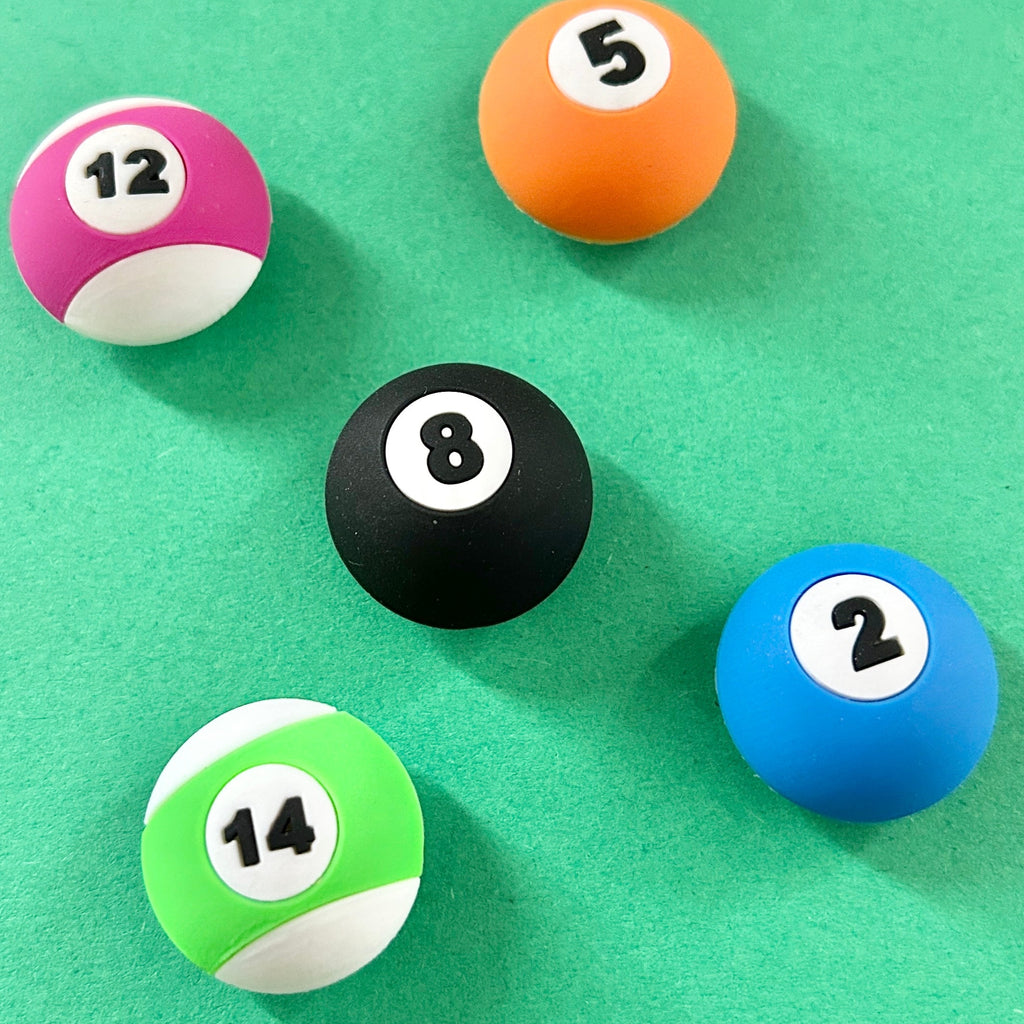 Spots and Stripes 3D Pool Balls croc like shoe charm. 