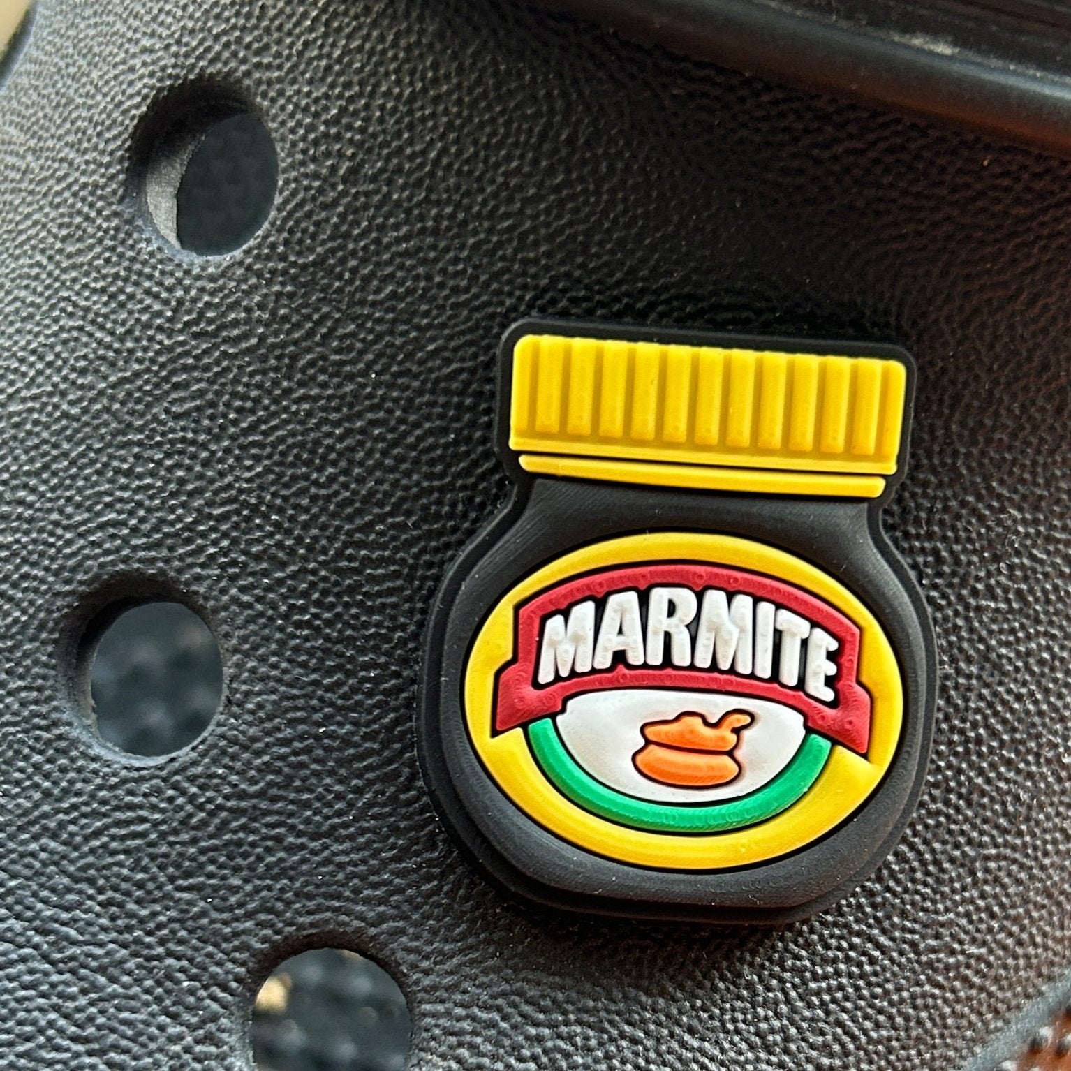 Yeast extract croc shoe charm. 