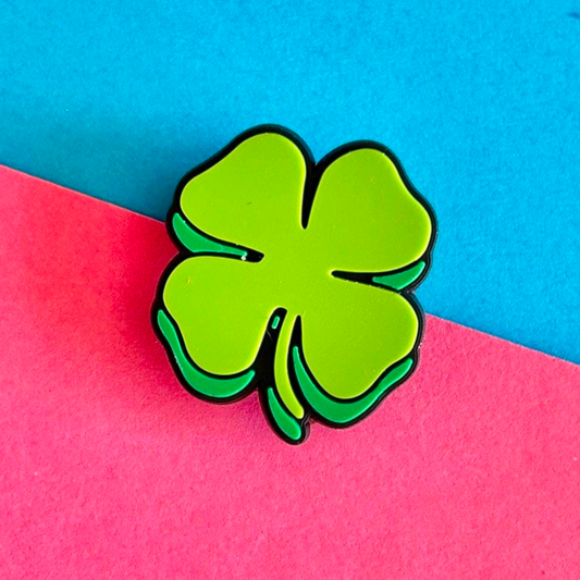 Green lucky four leaf clover croc like shoe charm. 