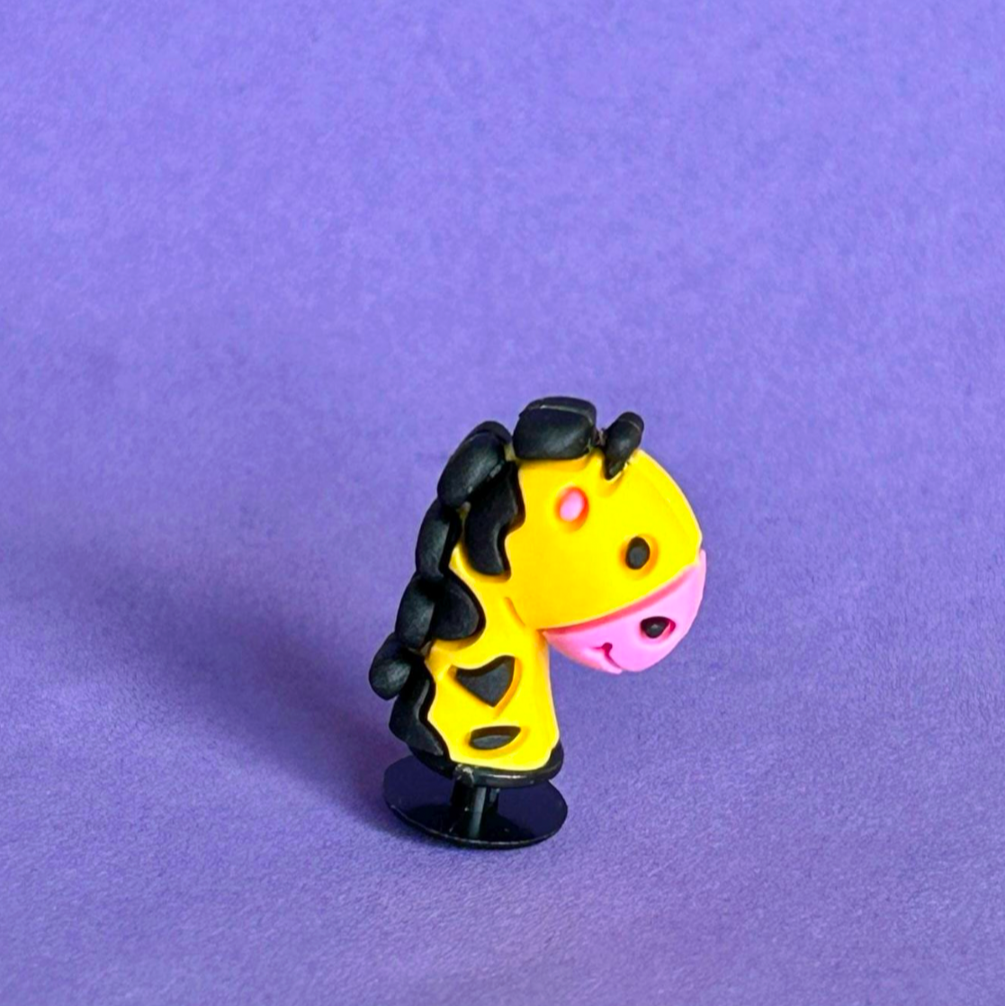 Yellow and Black. 3D Giraffe croc like shoe charm.