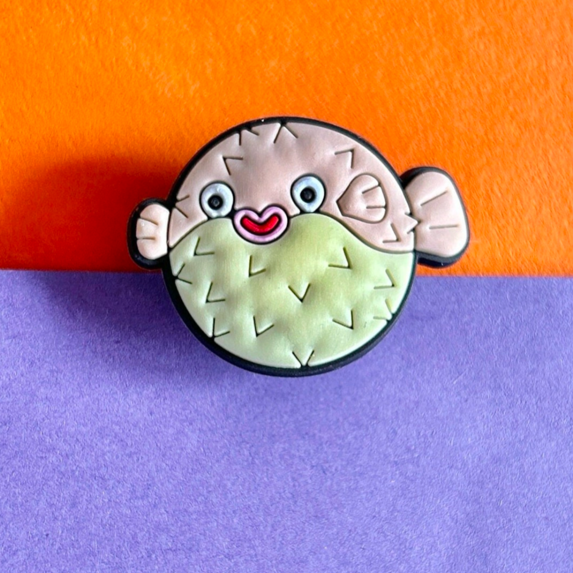 Happy Puffer Fish croc like shoe charm.