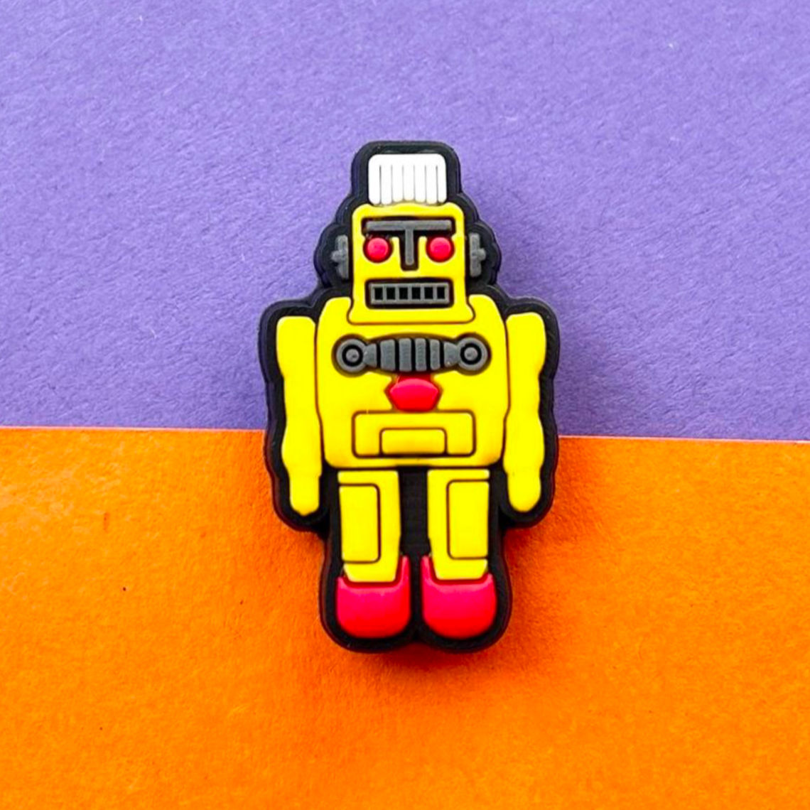 Yellow Robot croc like shoe charm. 