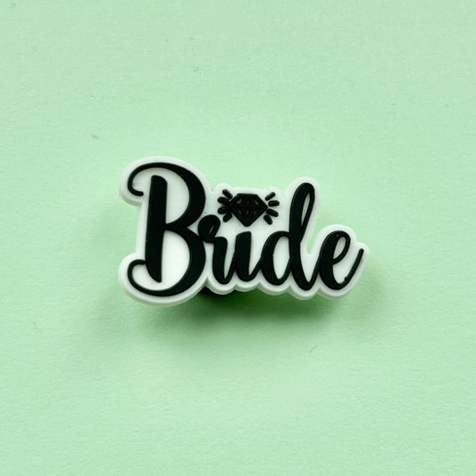 Black and White Bride croc like shoe charm. 