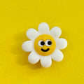 White Smiley Daisy Flower croc shoe charm.