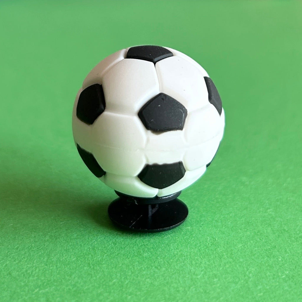 3D White and Black football croc shoe charm. Sport. 