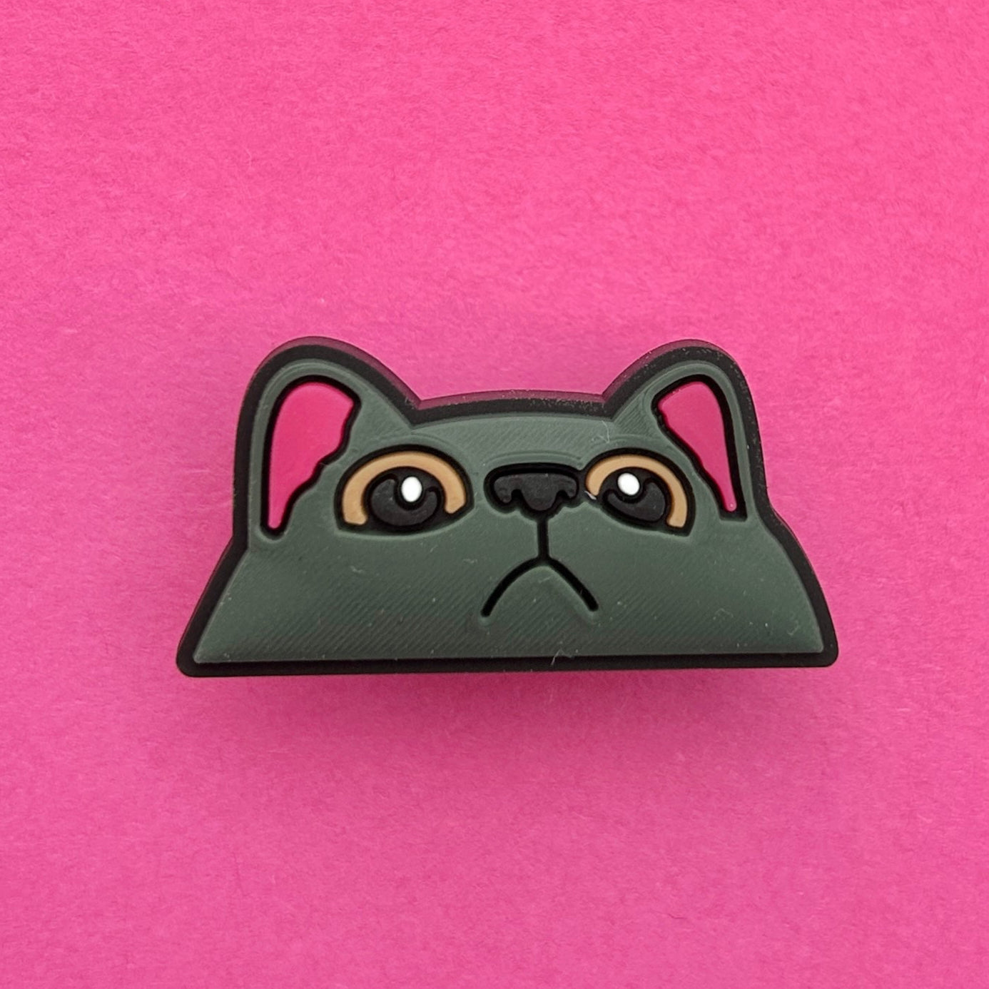 Cat Faces Croc charms. Grey with orange eyes. 