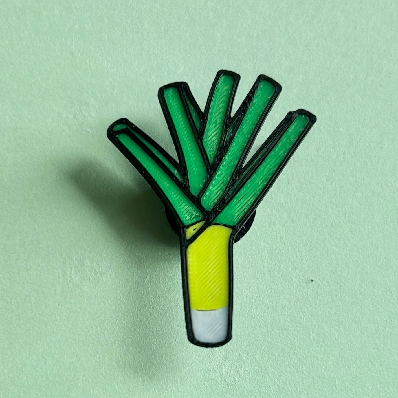 3D printed handmade Leek Vegetable. Green charm. PLA plastic. 