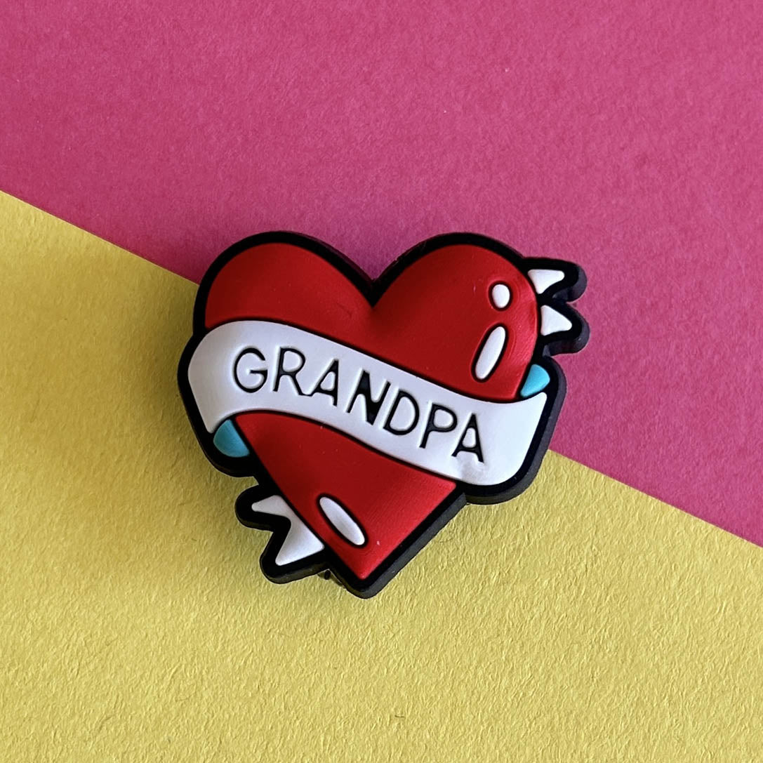 Grandpa heart croc like Shoe Charm. Shoe accessory.