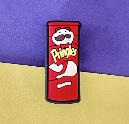 Red tube of crisps. 