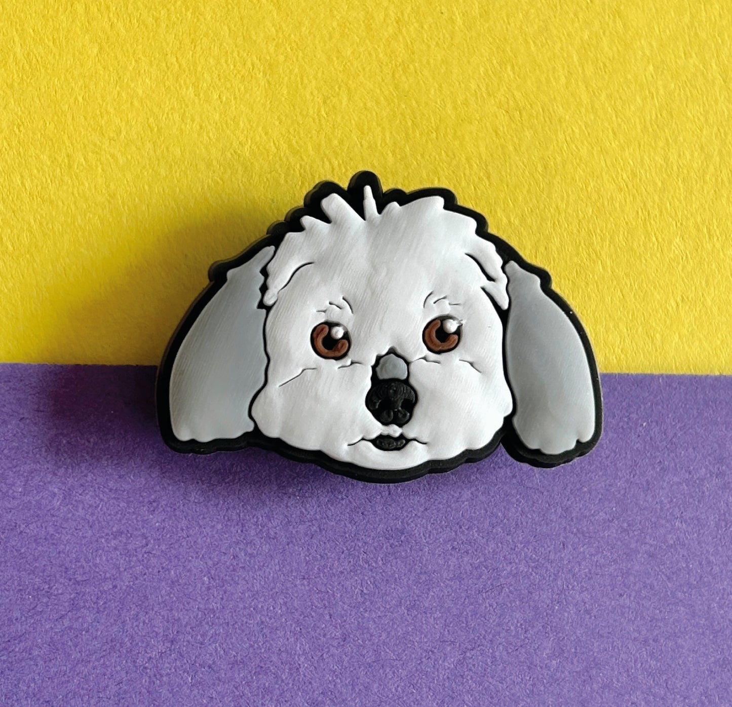 Cute White Shih Tzu Dog croc like shoe charm. 