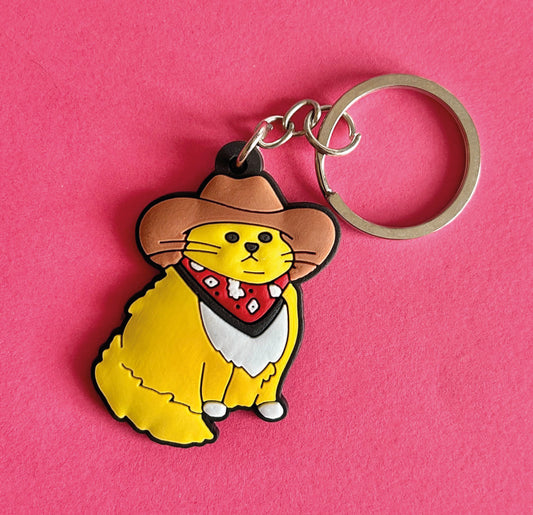 Cowboy Cat PVC Keyring - Bag Charm