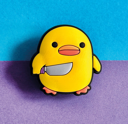 Yellow Duck with Knife Croc Like Shoe Charm.