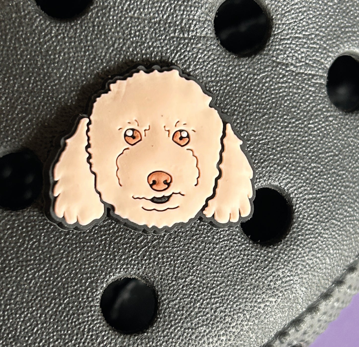 Cream Poodle Dog Croc Like Shoe Charm.